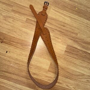 Brown Leather Belt with Eyelet Design